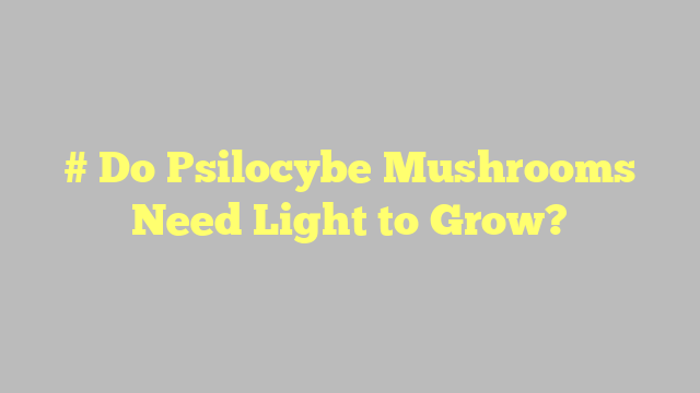 # Do Psilocybe Mushrooms Need Light to Grow?
