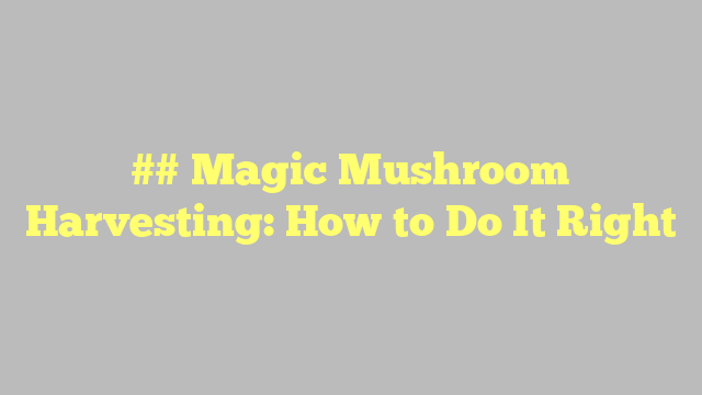 ## Magic Mushroom Harvesting: How to Do It Right