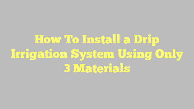 How To Install a Drip Irrigation System Using Only 3 Materials